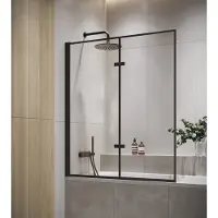 Badplaats Paroi baignoire Medal 120 x 140 cm noir - verre transparent