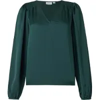 Vila Ellette Smock Satin Top Long Sleeve Blouse Vert 38 Femme