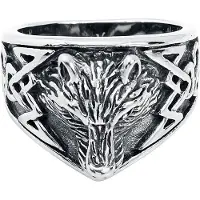 EtNox Bague de - Tête De Loup - pour Homme - couleur argent - Taille S