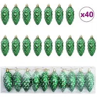 vidaXL Boule de Pomme de Pin de Noël 40 pcs Vert