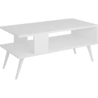 En.casa Table basse Lycksele Table d'appoint table de salon avec espace de rangement rectangulaire blanche avec étagère inférieure Table de salon