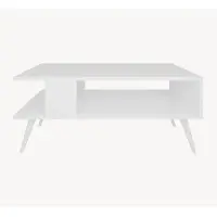 En.casa Table basse Lycksele Table d'appoint table de salon avec espace de rangement rectangulaire blanche avec étagère inférieure Table de salon