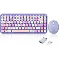 Perixx PERIDUO-713 Purple DE Kit clavier et souris sans fil allemand, QWERTZ Violet, Lilas (11833)