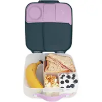B.Box Jumbo Bento Brotdose mit 4 Fächern und Kühlakku, Lunch box, Gris, Rose, Transparent