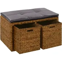 vidaXL Banc avec 2 paniers Jacinthe d'eau 71 x 40 x 42 cm Marron