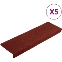 vidaXL Tapis d'escalier autocollants 5 pièces 65 x 21 x 4 cm Bordure rectangulaire rouge bordeaux