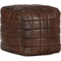 vidaXL Pouf 40 x 40 x 40 cm Marron foncé Cuir véritable de chèvre