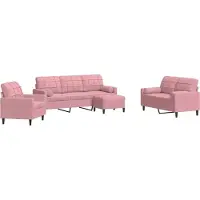 vidaXL Ensemble de canapés 4 pièces avec coussins et traversins Rose velours