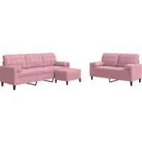 vidaXL Ensemble de canapés 3 pièces avec coussins et traversins Rose velours