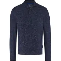 State of Art Pull à col polo mélange bleu marine