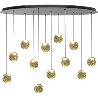 Highlight Suspension Melina Noir à 12 lumières avec verre ambré