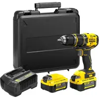 Stanley V20 Perceuse Visseuse à Percussion 80Nm Brushless - Lithium 18V - 2 Batteries 4Ah FATMAX - SFMCD721M2K-QW