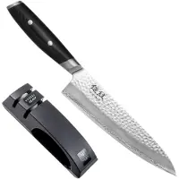 Yaxell Tsuchimon 36752, set cadeau 2 pièces : couteau de chef et aiguiseur à couteaux
