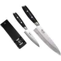 Yaxell Tsuchimon 36753, set cadeau 3 pièces : couteau de chef, couteau universel et aiguiseur