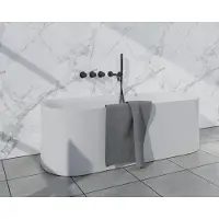 FortiFura Nebbio Ensemble combiné bain - robinet thermostatique - coude mural avec support de douchette - flexible de douche métallique - barre de douchette - bec verseur - noir mat