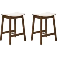 Beliani Lot De 2 Tabourets De Bar Dixon Bois Blanc Cassé/ Marron Foncé