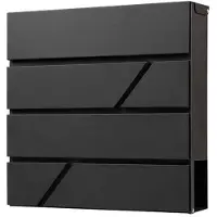 BRASQ Deluxe Letterbox Black 37.5 x 36.5 x 11 cm - Boîte aux lettres murale avec serrure et compartiment à journaux - Comprend le matériel de montage et 2 clés