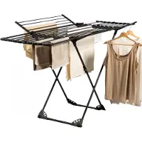 Homra étendoir à linge pliable - jusqu'à 22m de lavage - étendoir à linge pliable - étendoir à linge peu encombrant - étendoir à linge - séchage écologique du linge - 182x97x103 CM - métal noir -