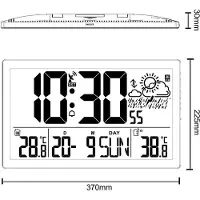 Greenblue Station météo Horloge murale numérique avec capteur extérieur, horloge DCF, 37x22,5cm Grande horloge murale, alarme avec fonction snooze, écran LCD, température intérieure et extérieure,