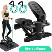 Hulser Stepper avec écran - Résistance réglable - Avec bandes de résistance - Appareils de fitness pour la maison - Salle de sport - Balançoire de fitness - Mini cardio home trainer