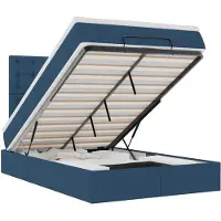 vidaXL Ottoman-lit avec matelas & LEDs Bleu 120x190 cm Tissu
