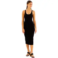 Armani Exchange pour femme. XW000820AF13729UC001 Robe midi noire (M), Casuel, Viscose, Sans manches / bretelles