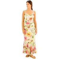GUESS Fleur Straps Sleeveless Midi Dress Beige XS Femme