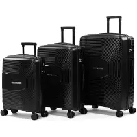Milanoro Ensemble de valises 3 pièces - Polypropylène léger - Noir - Roues 360° et serrure TSA
