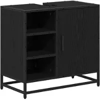 vidaXL Armoire de salle de bain, noire, imitation chêne, 65 x 33 x 60 cm