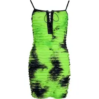 Punk Rave Robe courte Gothic de - Tie Dye Punk - Robe - XS-S - XL-XXL - pour Femme - noir/vert - Taille M-L