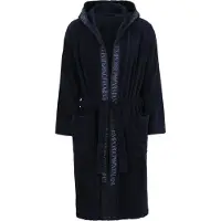 Emporio Armani pour homme. EM002255_AF14986 Peignoir en éponge avec logo sur fond bleu marine (S), Homewear, Coton