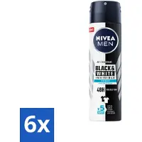 Nivea Déodorant Spray Invisible pour Black & White Fresh 150 ml Men - Pack avantage - 6 pièces