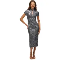 Superdry Robe Midi à Manches Courtes Mandarin