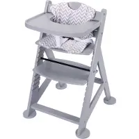 Sunny Fynn Chaise Haute En Bois, Grise | Chaise Haute Bébé, Chaise Haute Pour Enfant Avec Tablette Amovible, Set De Coussins Et Ceinture De Sécurité