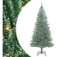 vidaXL Arbre de Noël artificiel floconné de neige avec lumière LED