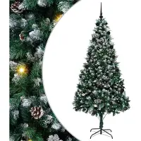 vidaXL Arbre de Noël artificiel avec 300 LED avec support Vert 210 cm