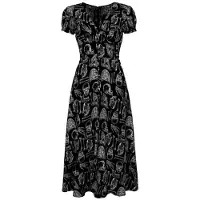 Hell Bunny Robe longue Rockabilly de - Anatomy Dress - XS - 4XL - pour Femme - noir/blanc - Taille XXL