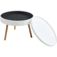 En.casa Table basse 'Bongard' avec plateau amovible Ø60 x 45 cm Table de salon à l'aspect rainuré rond Blanc