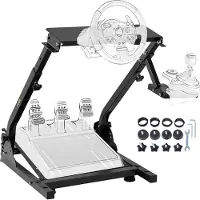 Vevor Support de Volant de Course 57x49cm Simulateur de Course Réglable en Acier Inoxydable Jeu de Course Levier de Vitesse V2 Volant Pédale non Inclus