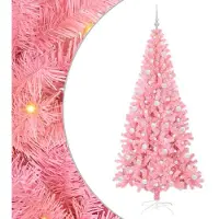 vidaXL Sapin de Noël avec 300 LED avec support Rose 210 cm PVC