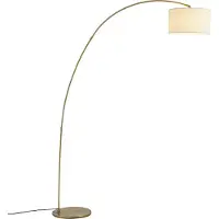 QAZQA Lampadaire arc moderne en laiton avec abat-jour beige - Vinossa