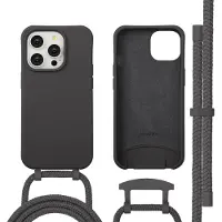 IMoshion Coque arrière Color avec cordon amovible et MagSafe pour Apple iPhone 14 Pro - Black Coffee