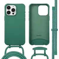 IMoshion Coque arrière Color avec cordon amovible et MagSafe Apple iPhone 15 Pro Max - Vert foncé