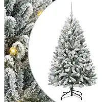 vidaXL Sapin de Noël artificiel Vert et blanc 150 cm PVC et métal