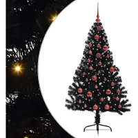 vidaXL Sapin de Noël artificiel pré-éclairé noir 150 cm PVC