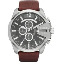 Diesel Montre à affichage analogique 'Mega Chief' brun foncé / argent