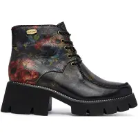 LAURA VITA Bottines à lacets bleu foncé / vert / rouge foncé / noir