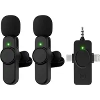 Nuvance - Microphone sans fil - 2 pièces - Convient pour Jack 3,5mm, USB-C et Lightning - Tie Pin Microphone - Lavalier Microphone sans fil - Microphones - Plug & Play