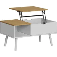 Vicco Table basse Stora blanc/chêne 76x45cm avec fonction de levage, Model 56372