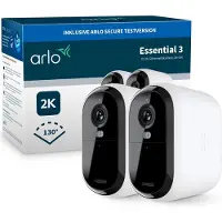 Arlo Pack de 2 caméras de surveillance connectées Essential 3 XL 2K extérieure Blanc